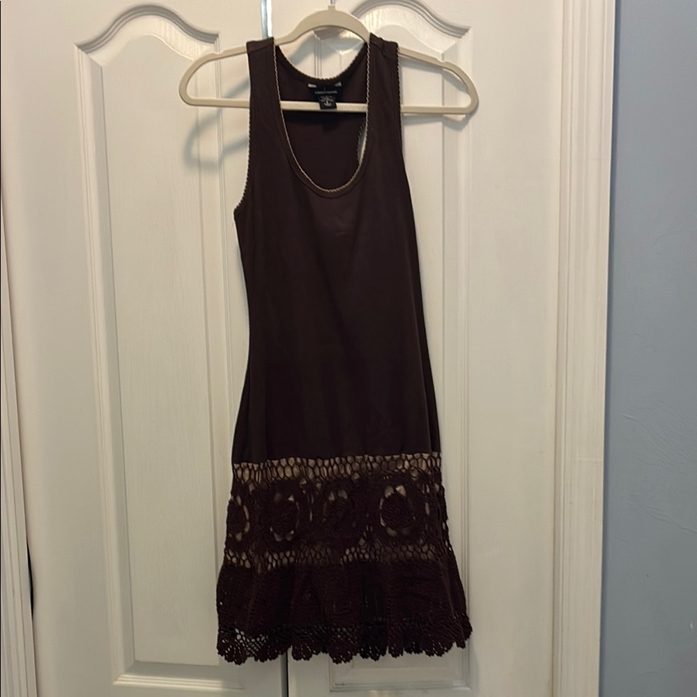 Summer Ribbed racerback Dress with crochet accent